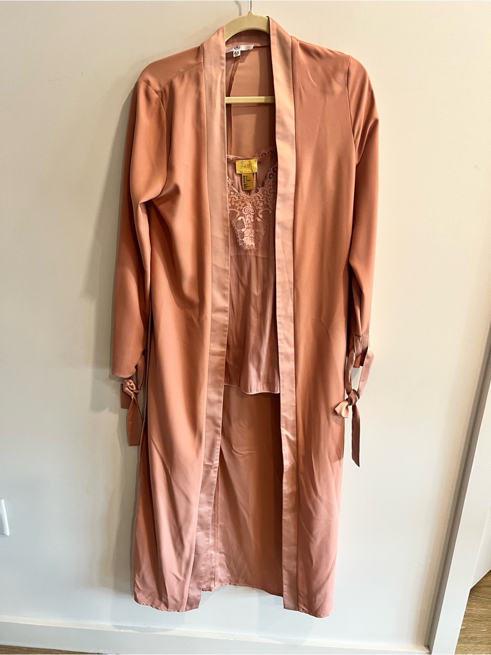 Silky Rose Blush Robe & Chemise Set